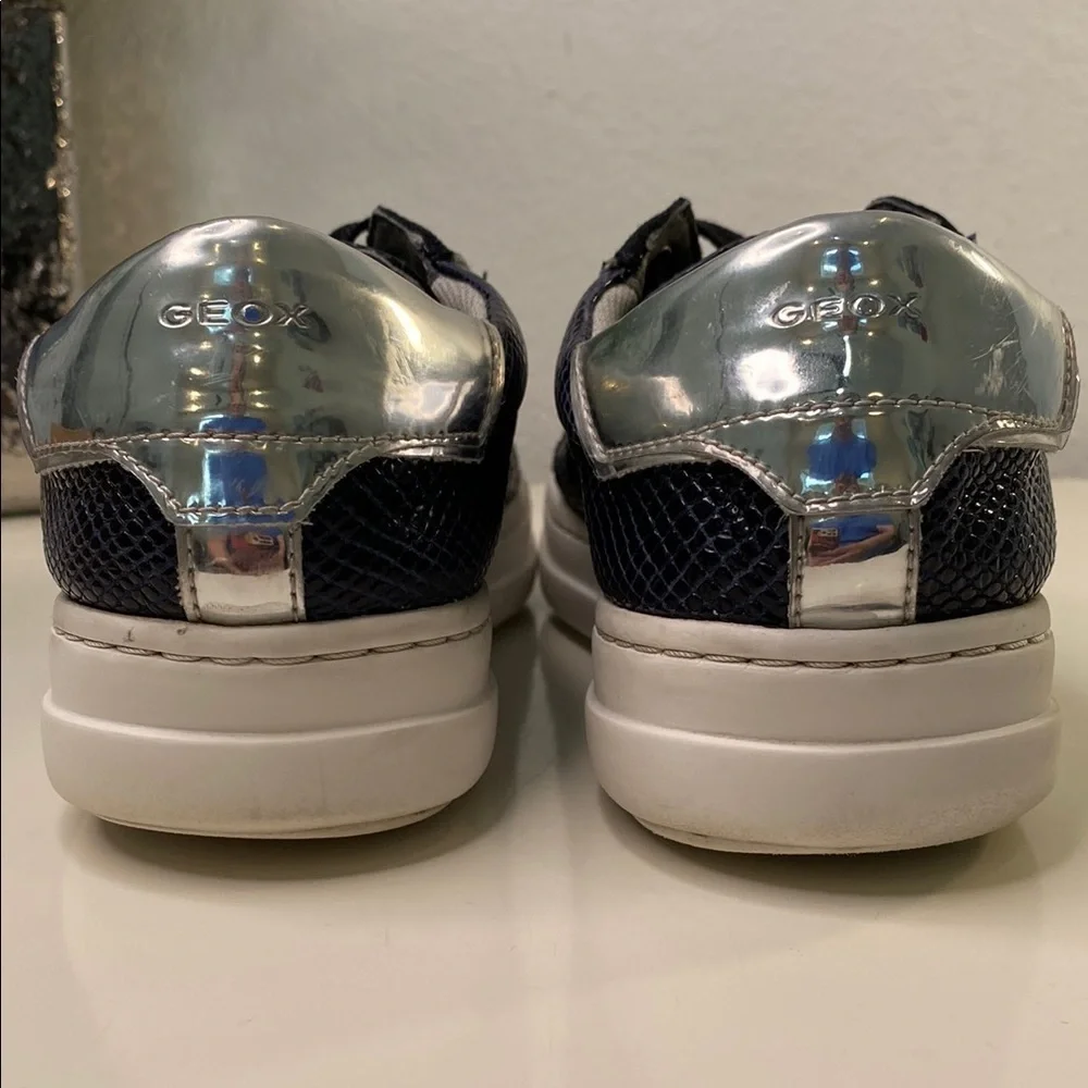 Geox Python Embossed Navy and Silver Sneakers Size 36 EU/6 US‎